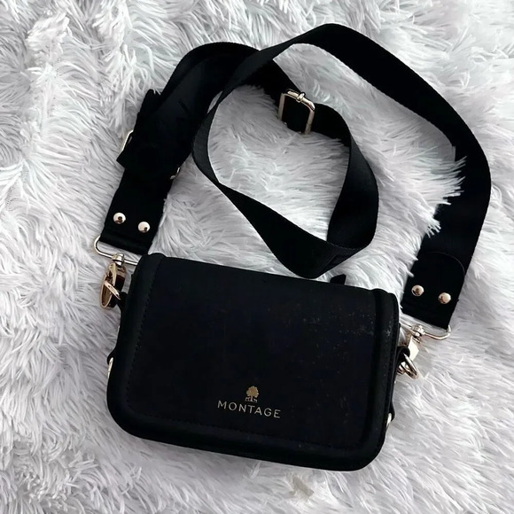 MONTAGE | Black Small Crossbody Travel Eco Convertible Tote Gold Hardware Zipper main image 8
